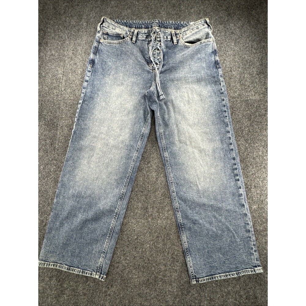 Gap Low Rise 90s Loose Lace Up Jeans Womens 30 Light Wash Wide Leg Y2K